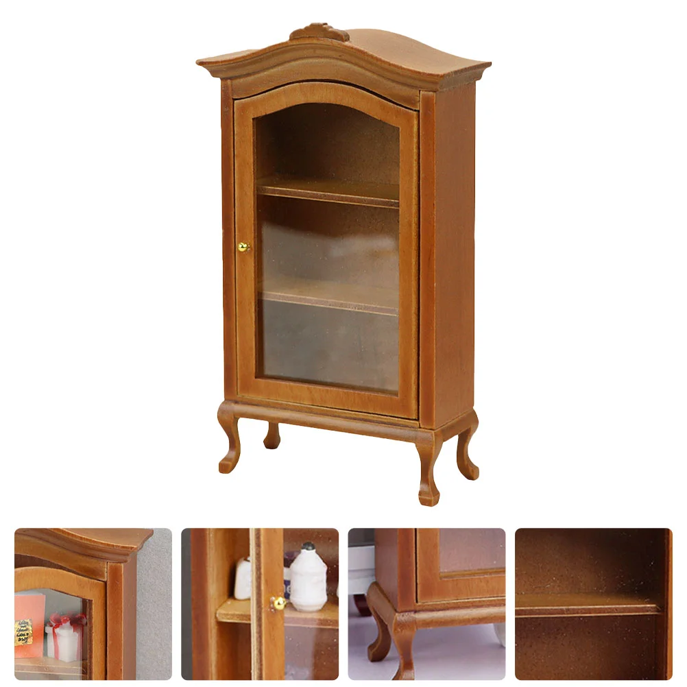 

Simulation Cabinet Mini House Furniture Wood Sideboard Miniature Adornment Storage Bookcase Wooden Home Accessories