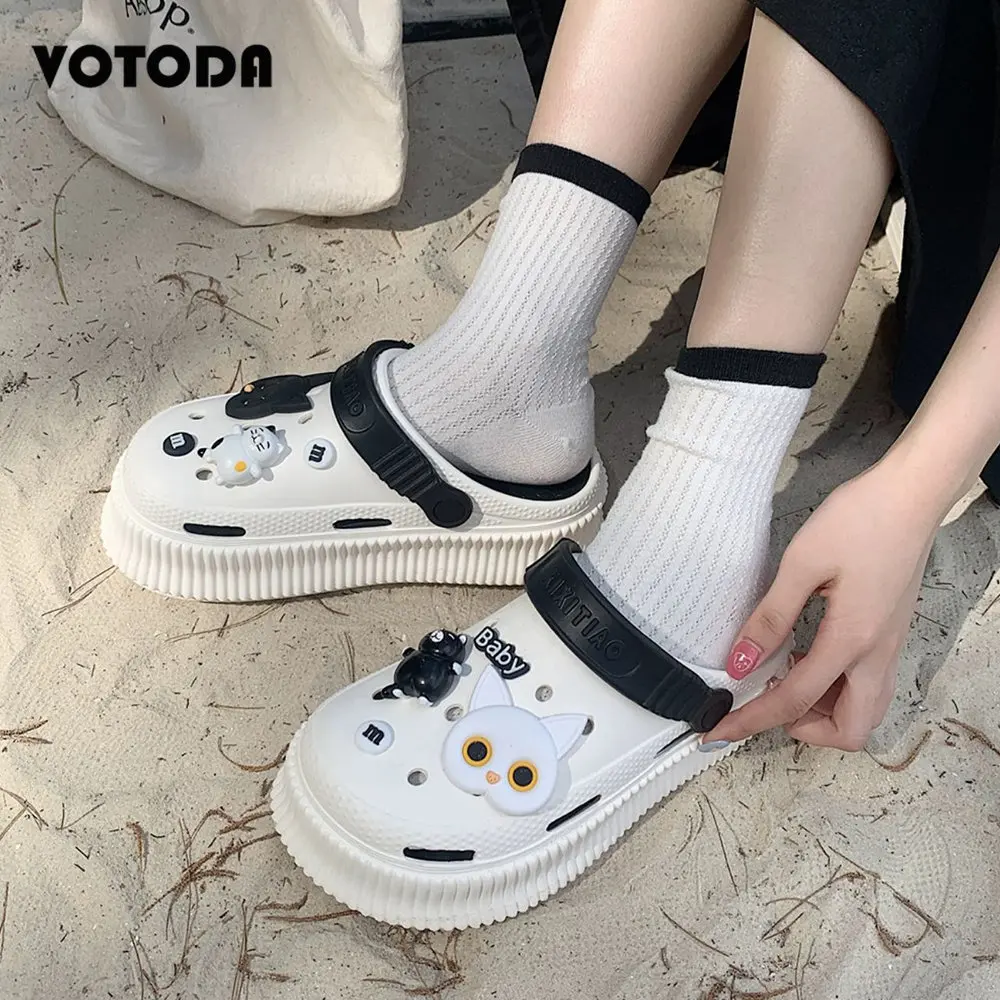 Summer Thick-soled Hole Slippers for Women Cute Soft EVA Beach Sandals Girls Fashion Platform Clogs Outdoor Slides Flip Flops