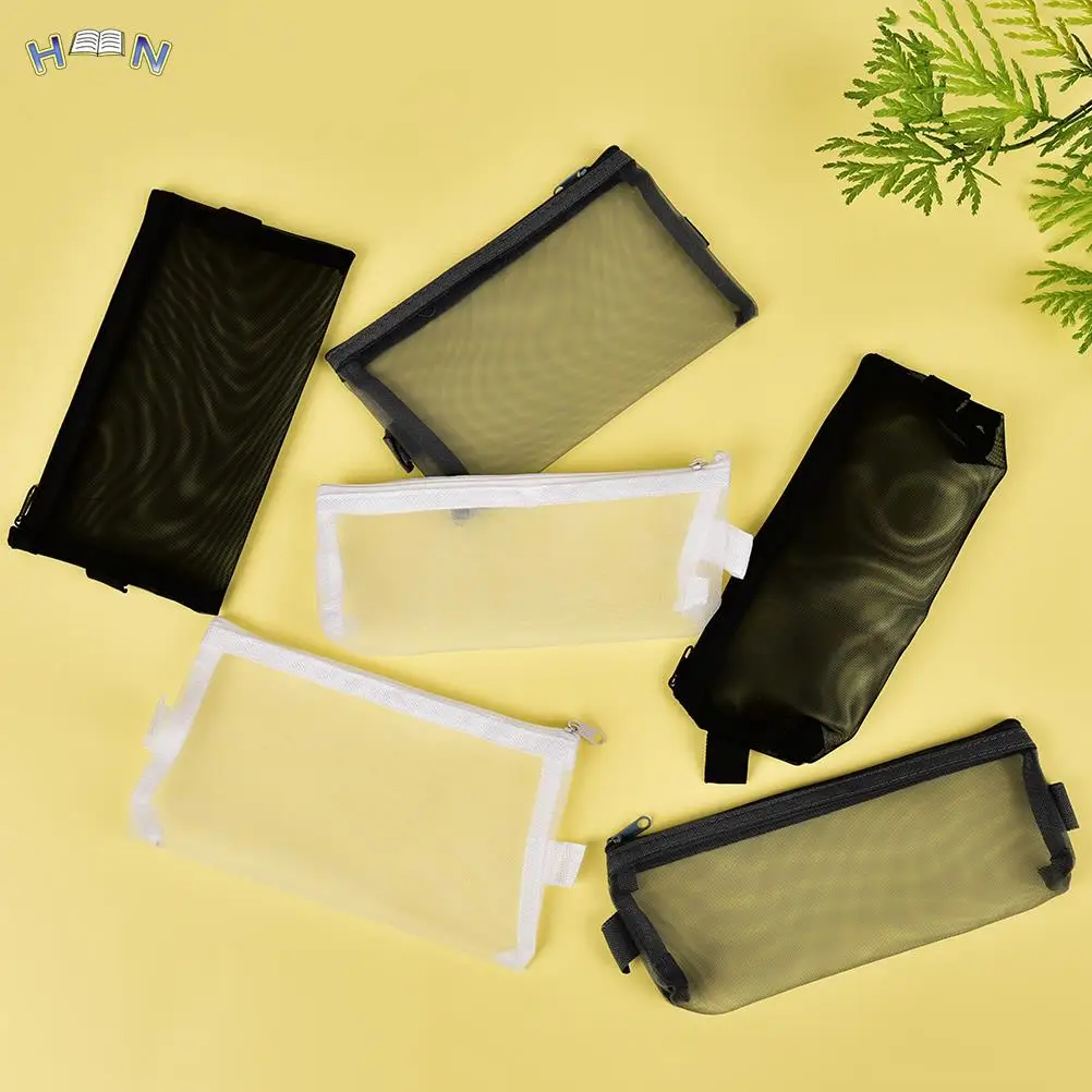 

Transparent Clear File Folder Zipper Pencil Pouch Pencil Bag School Supplies Stationary Mesh Pencil Case Office Student Pen Box