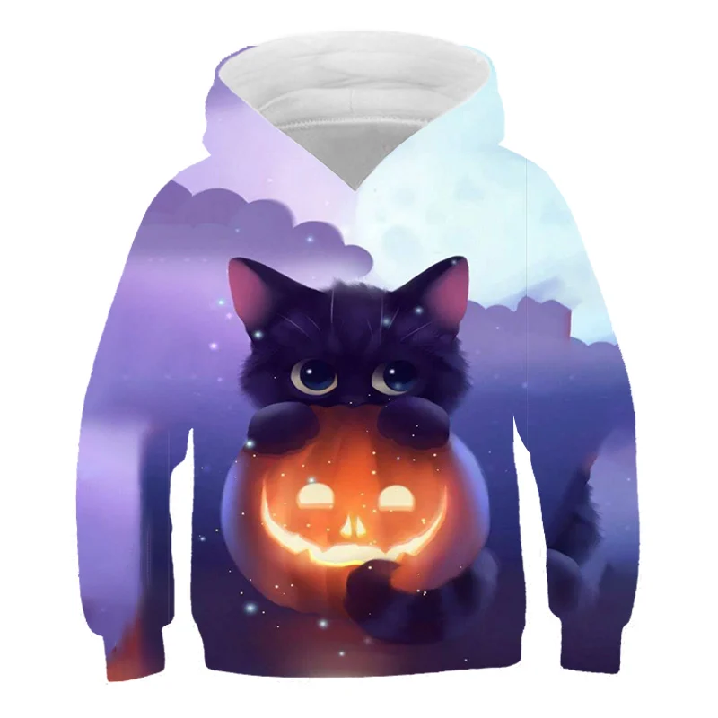 

Cats New Spring Autumn Hoodies Children's Boys Girls Long Sleeves Fashion Sweatshirts Kids Cartoon Casual Hooded Tops 4-14 Years