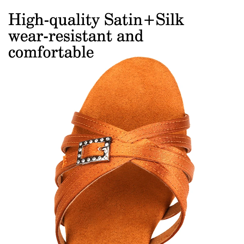 DKZSYIM New Latin Dance Shoes Women High Heel Satin Dancing Shoes lady Dance Shoes heeled 5cm-8.5cm Girls Salsa Ballroom Shoes