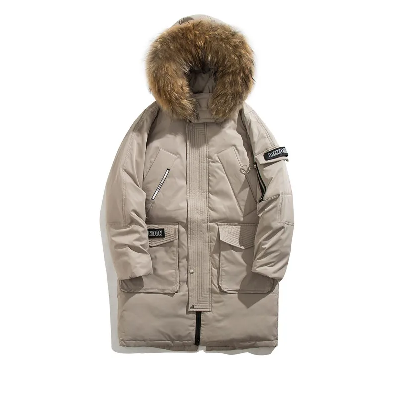Зимняя мужская пуховая куртка Толстая теплая длинная парка с наполнителем из