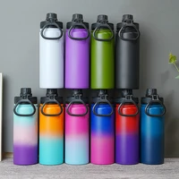 32oz stainless steel air cup wild mouth thermos tumbler gradient color for outdoor sports drink water bottle