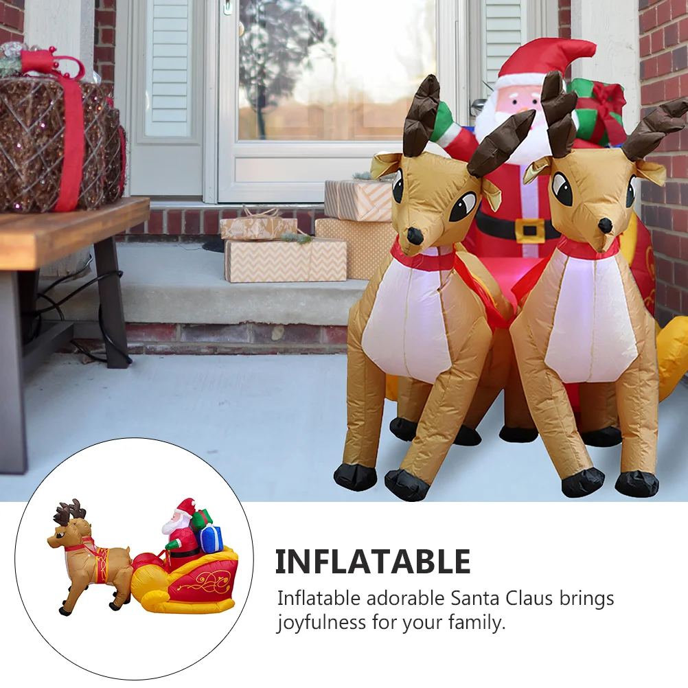 

Inflatable Santa Out Door Decor Reindeer Sleigh Polyester Cloth Christmas Outdoor Party