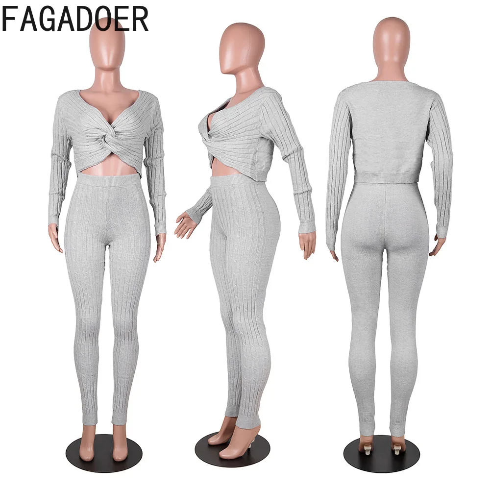 Эластичный свитер с открытыми плечами FAGADOER комплект из двух предметов женский