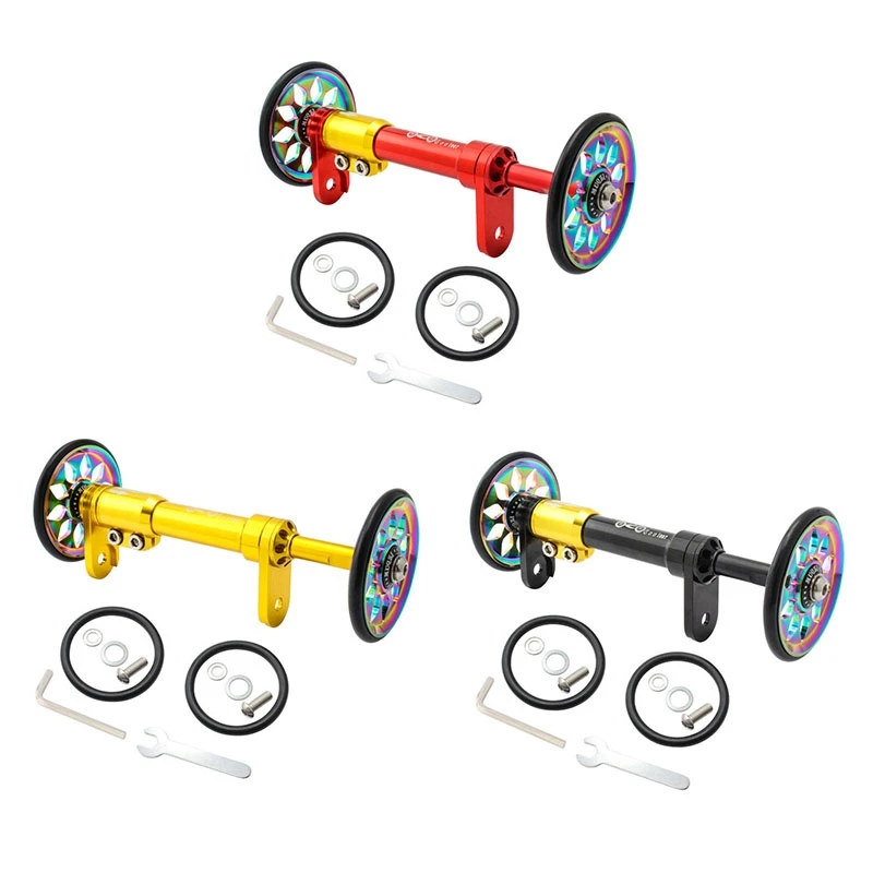 

MUQZI Folding Bike Easy Wheel And Extension Rod For Brompton Rear Cargo Rack Easywheel Telescopic Rod