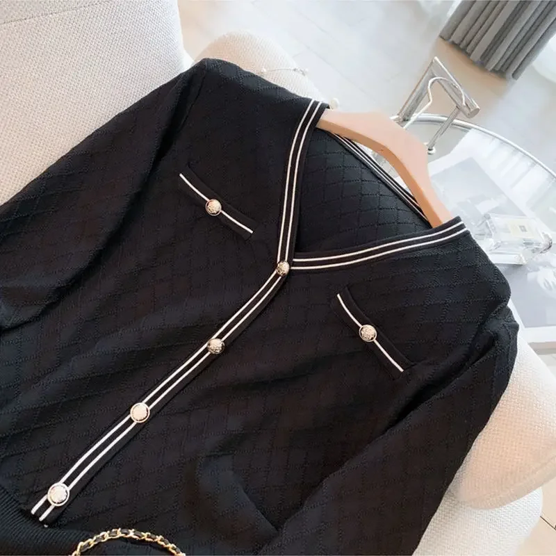 Модный вязаный топ из ледяного шелка с v-образным вырезом женский саржевый стиль