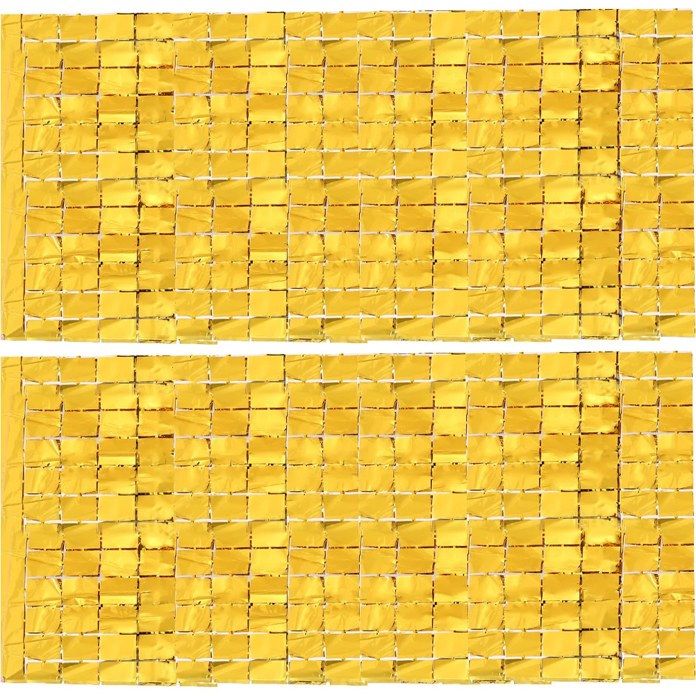

2Pcs Foil Fringe Square Curtain Party Sequin Square Curtain Photo Backdrop Props