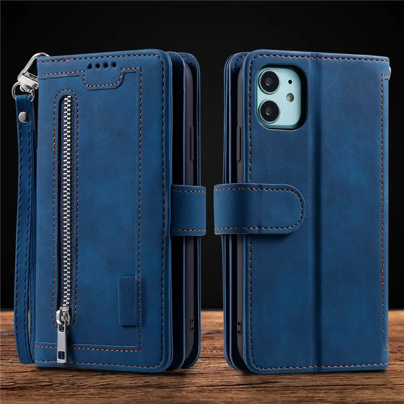 Flip Case For Motorola G Play 2023 Multi 9-Card Zipper Wallet Leather Book Cover For Moto G Stylus Pure Power One 5G Ace Funda
