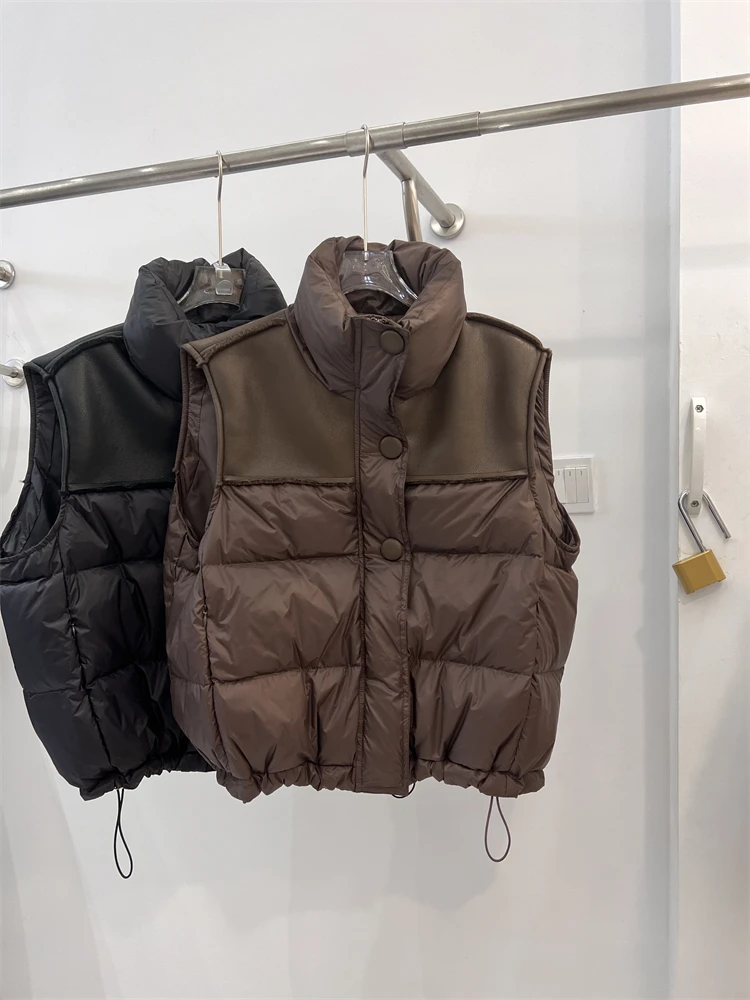 Короткий пуховой жилет Sle в Корейском стиле на белом утином пуху Осень-зима 2024