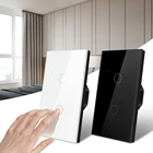 Сенсорный светодиодный выключатель света, 100-250 В, 123 клавиши, настенный светильник, сенсорный выключатель, стеклянная панель, модуль, стандарт ЕС, Великобритании, без диммера