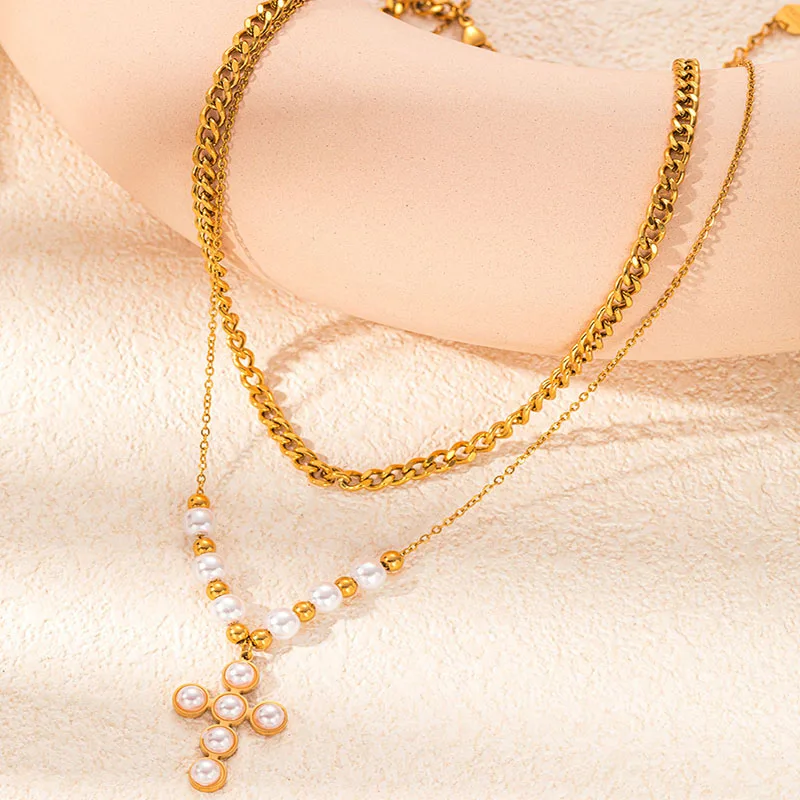 Женское Винтажное Ожерелье ENSHIR Из Нержавеющей Стали 316L С Искусственным Жемчугом