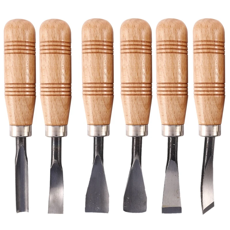 

6Pcs Woodcut Knife Wood Carving Chisel Set Chip Detail Carving Chisels Kit Rust-Proof Wood Carpenter Hand Tools For Working Diy