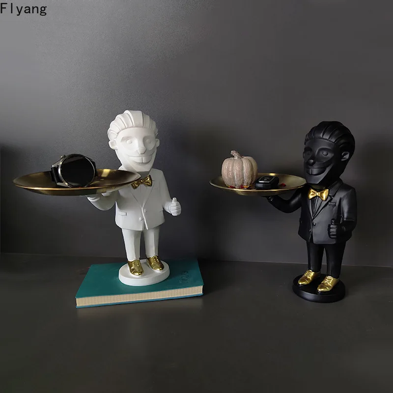 

Key storage tray character statue decoration home living room porch resin handicraft decoration new home housewarming gift decor
