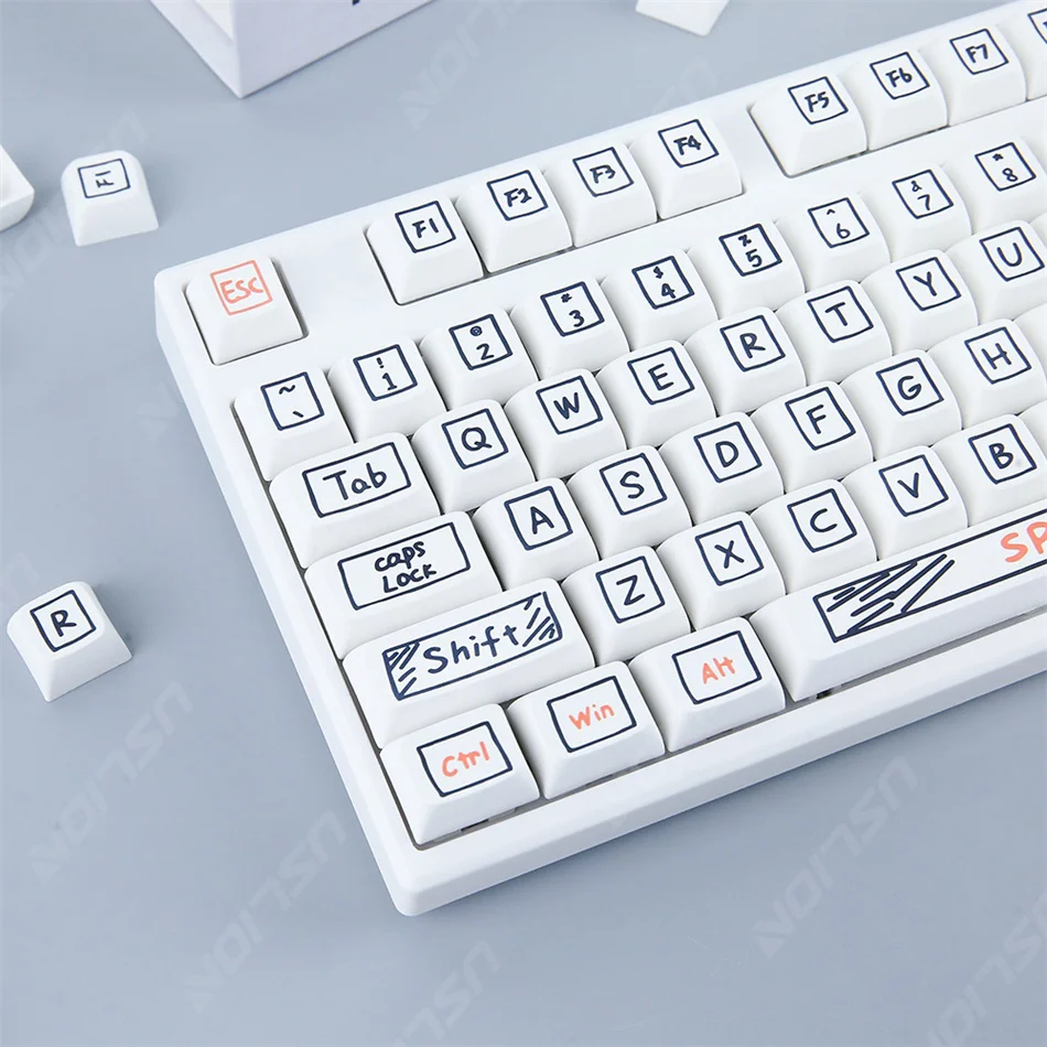 

Механическая клавиатура USLION с 125 клавишами, INS, аниме, граффити, колпачки для клавиш XDA, английский, PBT, простые колпачки для клавиш, переключатель Cherry MX