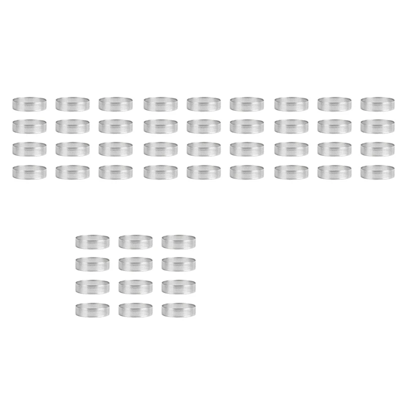 

48 Pack Stainless Steel Tart Rings 3 In,Perforated Cake Mousse Ring,Cake Ring Mold,Round Cake Baking Tools