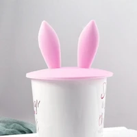 cute anti dust silicone cup cover rabbit ears lids coffee lid heat resistant reusable seal cover mugs water cup accessories