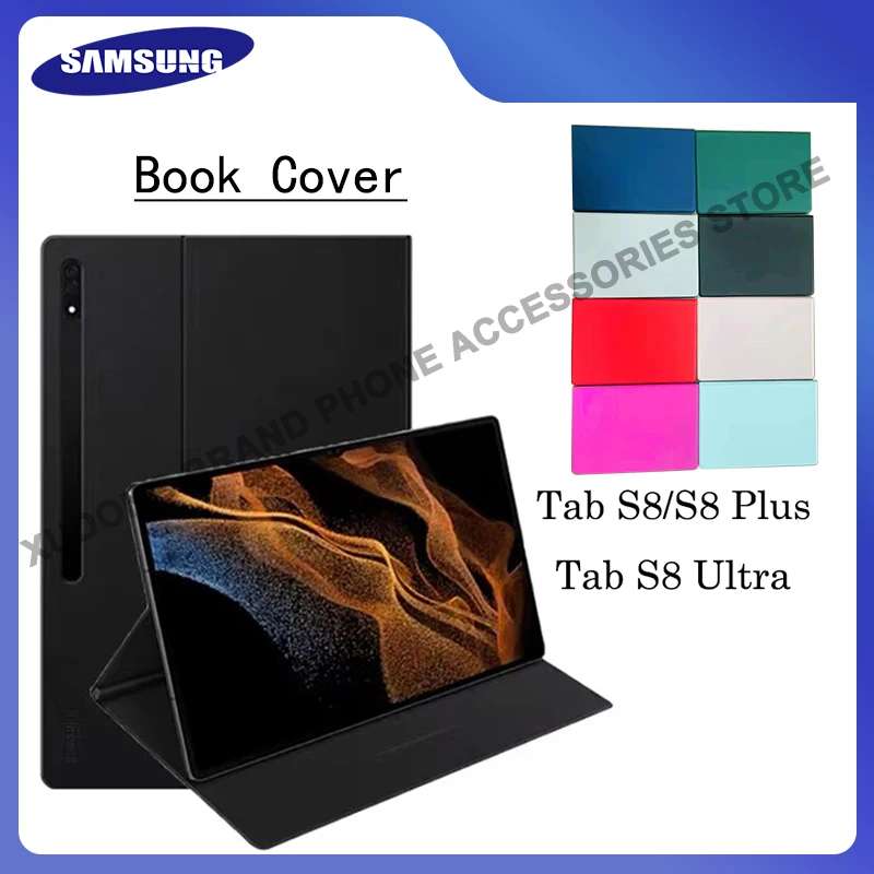 

1:1 Official Samsung Galaxy Tab S8 S8+ S8 Ultra Book Cover Auto Sleep Magnetic Stand Leather Flip Tablet Case For X700 X800 X900