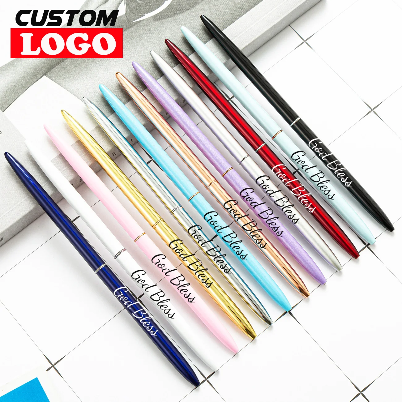 

Шариковая ручка из розового золота, 50 шт., тонкий металлический ролик, выдвижной, легкий, хороший подарок, для свадьбы, бизнеса, офиса, студен...