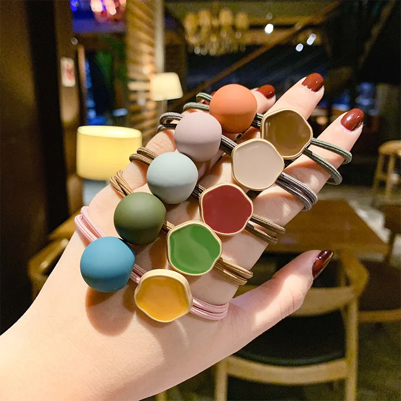 

Elegant Korean Dongdaemun Hair Ring Ins Starry Sky Square Crystal Hair Rope Pearl Hair Elastic Hair Rope Female Hair Accessories