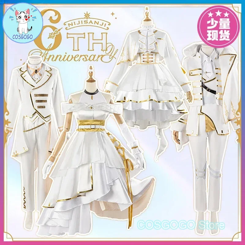 Аниме виртуальный YouTuber NIJISANJI косплей костюм 6-летия Kuzuha/Varkana/ nei ponto/Hokase Fuyuki белый