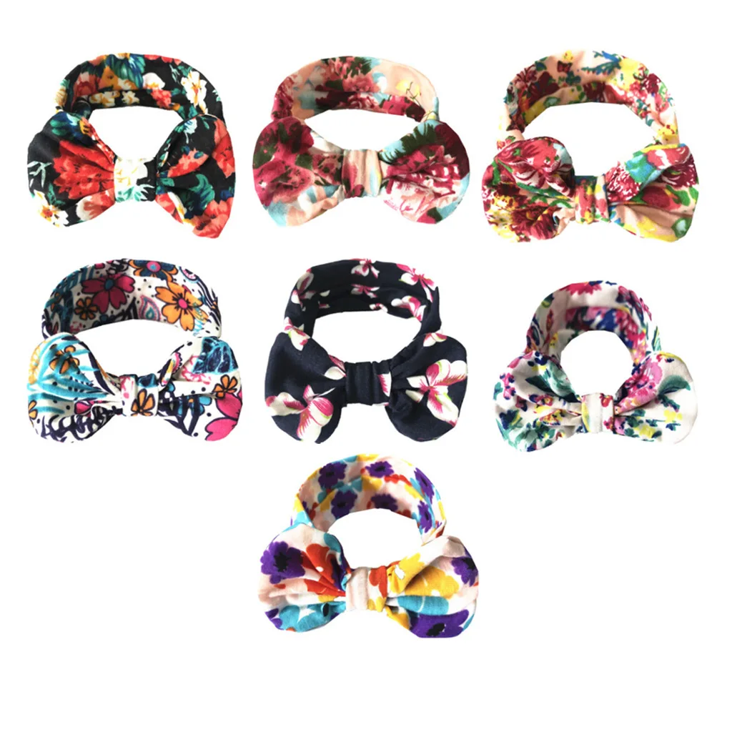 

Baby Headbands Newborn Infant Elastic Printed Flower Knot Bows Headwraps Baby Girls Turban Headwear Kids Headband Accessories
