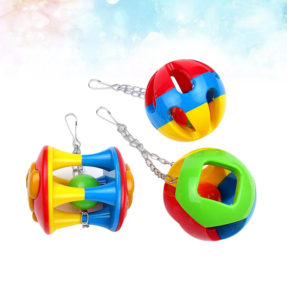 

3 Pcs Bird Ball Toy Birds Playing Parakeet Treats Educational Parrot Toys Cage Small