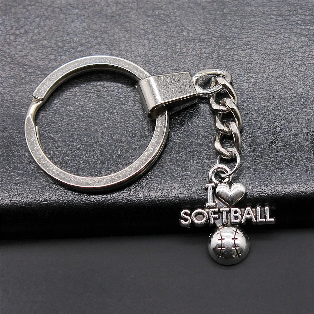 Прямая поставка сувениры подарок мужской брелок 2 цвета 20x19 мм I Love Softball подвеска