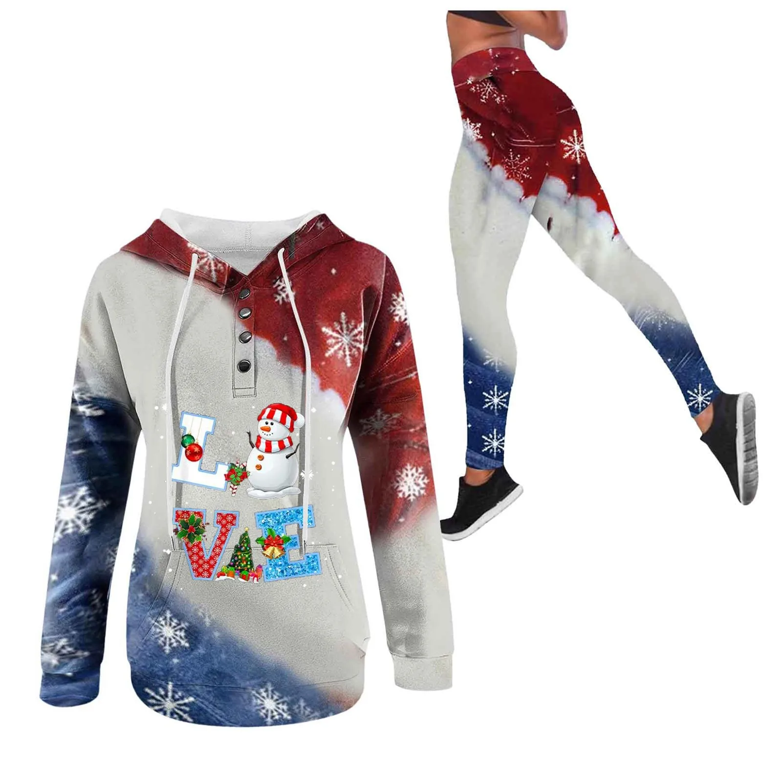 

Woman Christmas Snowman Satin Lined Hoodie For Women Hooded Long Sleeve Hoodie Pullover Sweatshirt Hoodies Casual Pant Suits
