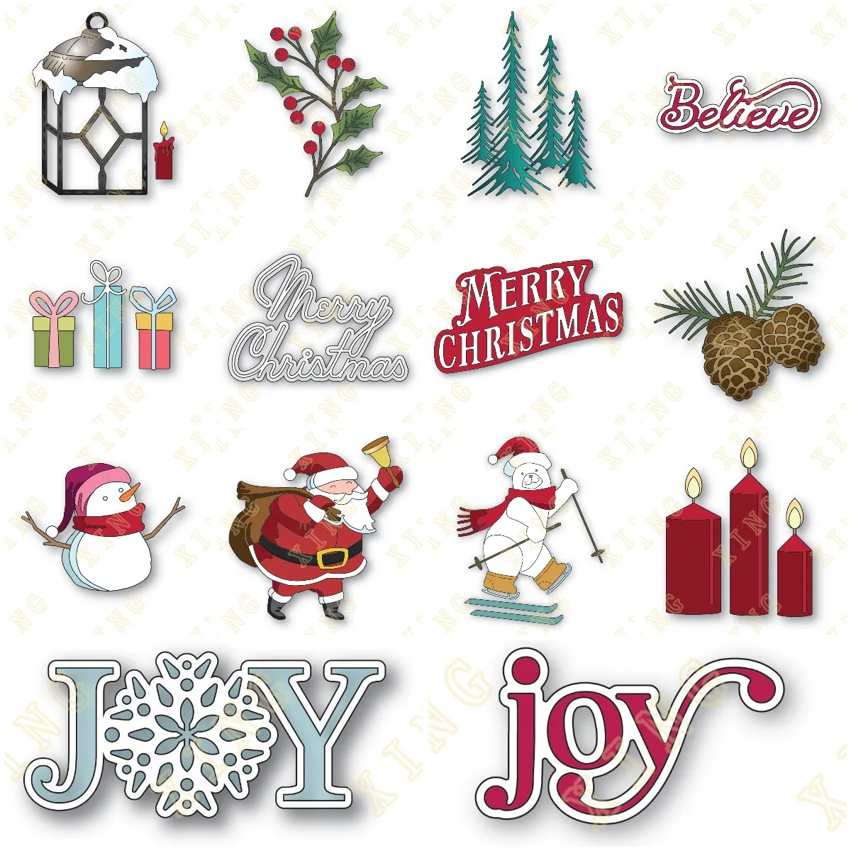 Joy Merry Christmas праздничный металлический вырезанный штамп Санта Горячая фольга для