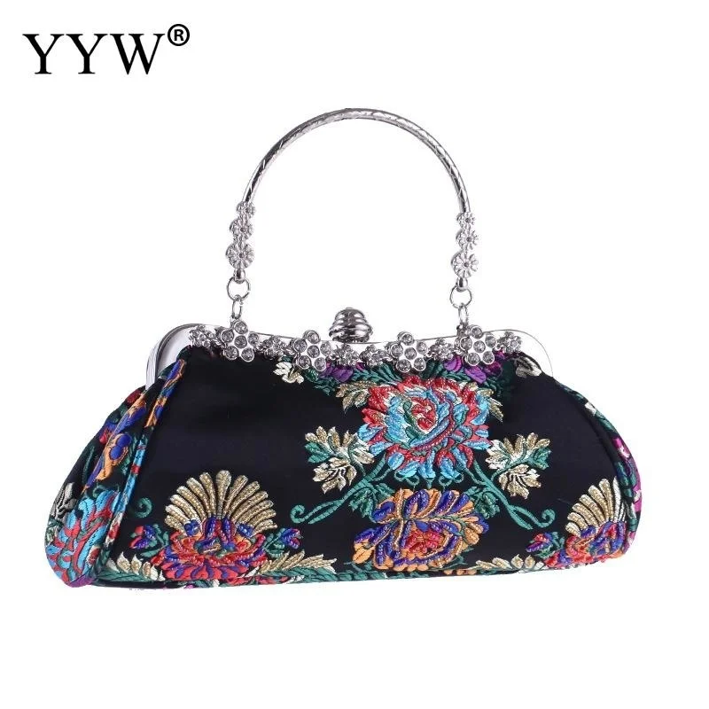 

2023 Embroidery Flower Handbags Women Ethnic National Retro Bags Vintage Handbag Lady Flower Clutch Wedding Purse Elegant Bolsa