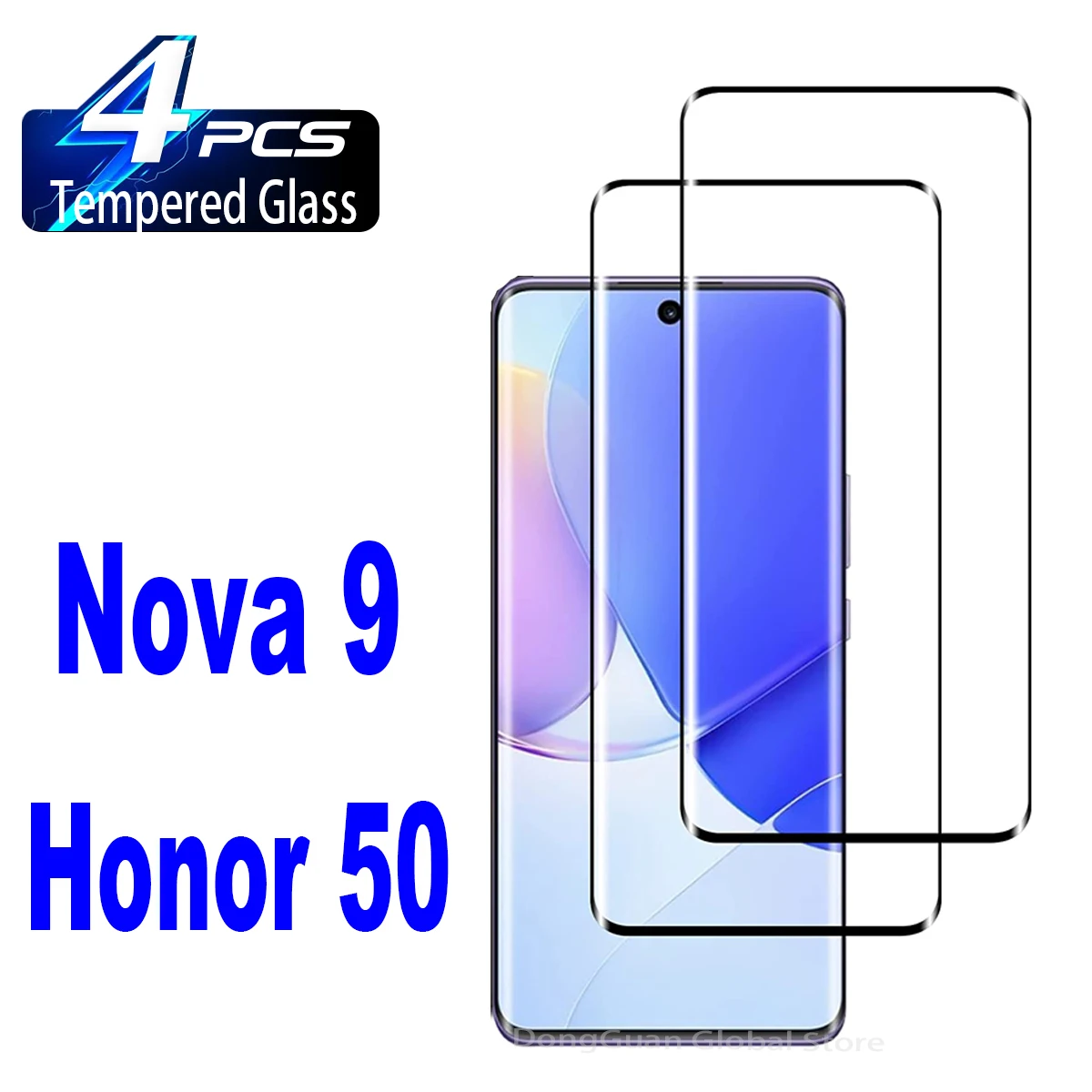 

2/4Pcs Tempered Glass For Huawei Nova 9 Honor 50 60 70 Pro SE Fingerprint Unlock Curved Anti Scratch Screen Protector Glass Film