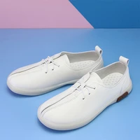women shoes white genuine leather shoes slip on flats comfort loafers big size walking shoes fashion casual shoes sneakers shoes