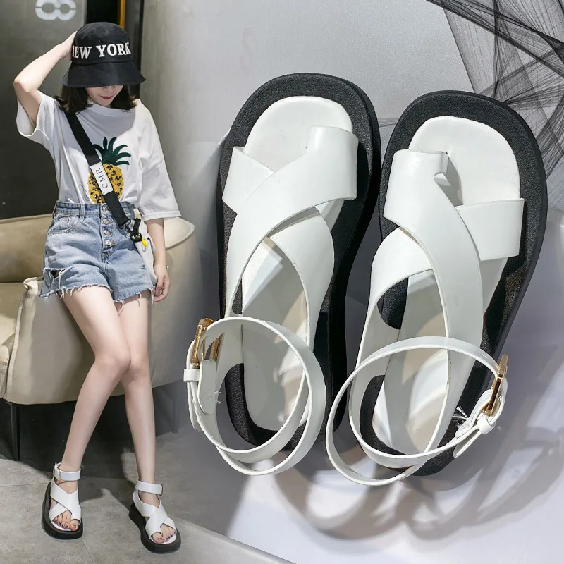 

2022 Summer Luxury Sandals Clogs Wedge Buckle Strap Strappy Heels Female Shoe Cross All-Match Cross-shoes Med Clear Shoes