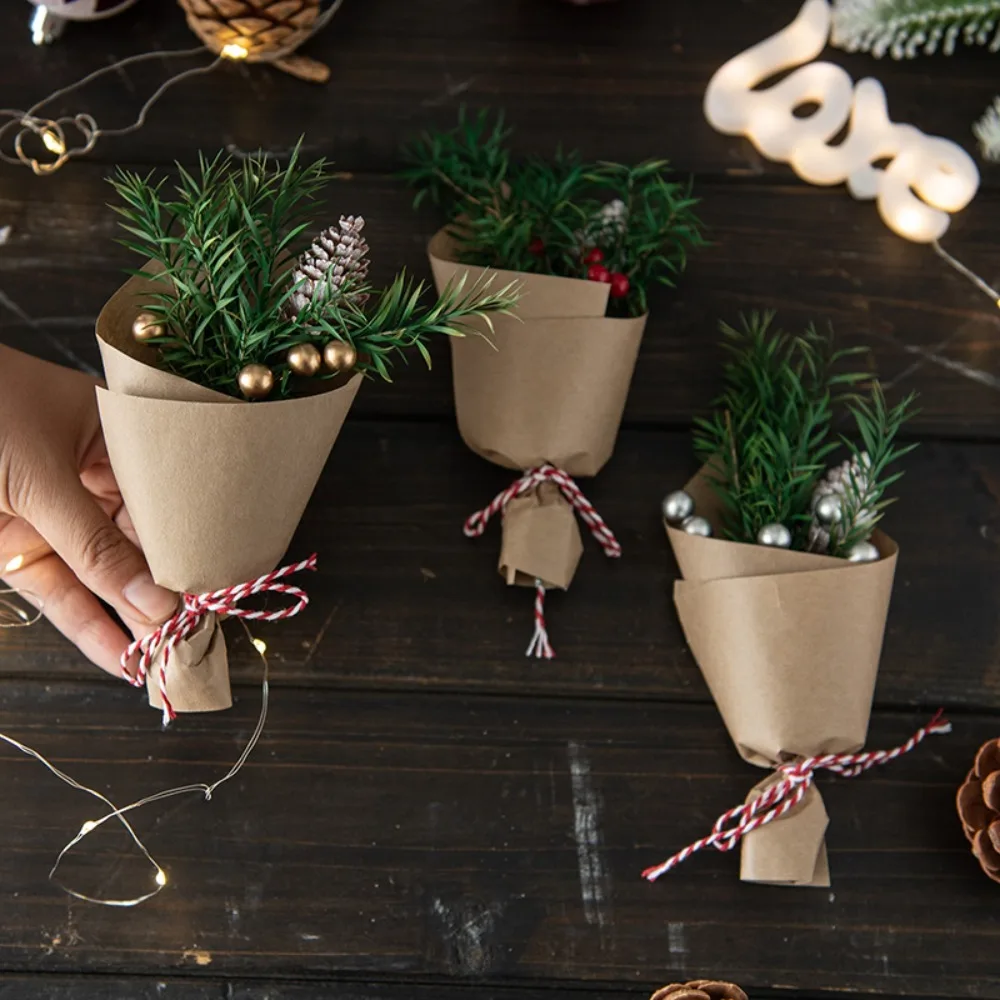 Рождественский букет Pinecone Новая бумага с имитацией сосновых листьев