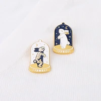 2pcs enamel pin new jewelry alloy animal brooch cute creative cartoon little white rabbit shape badge jewelry enamel pin