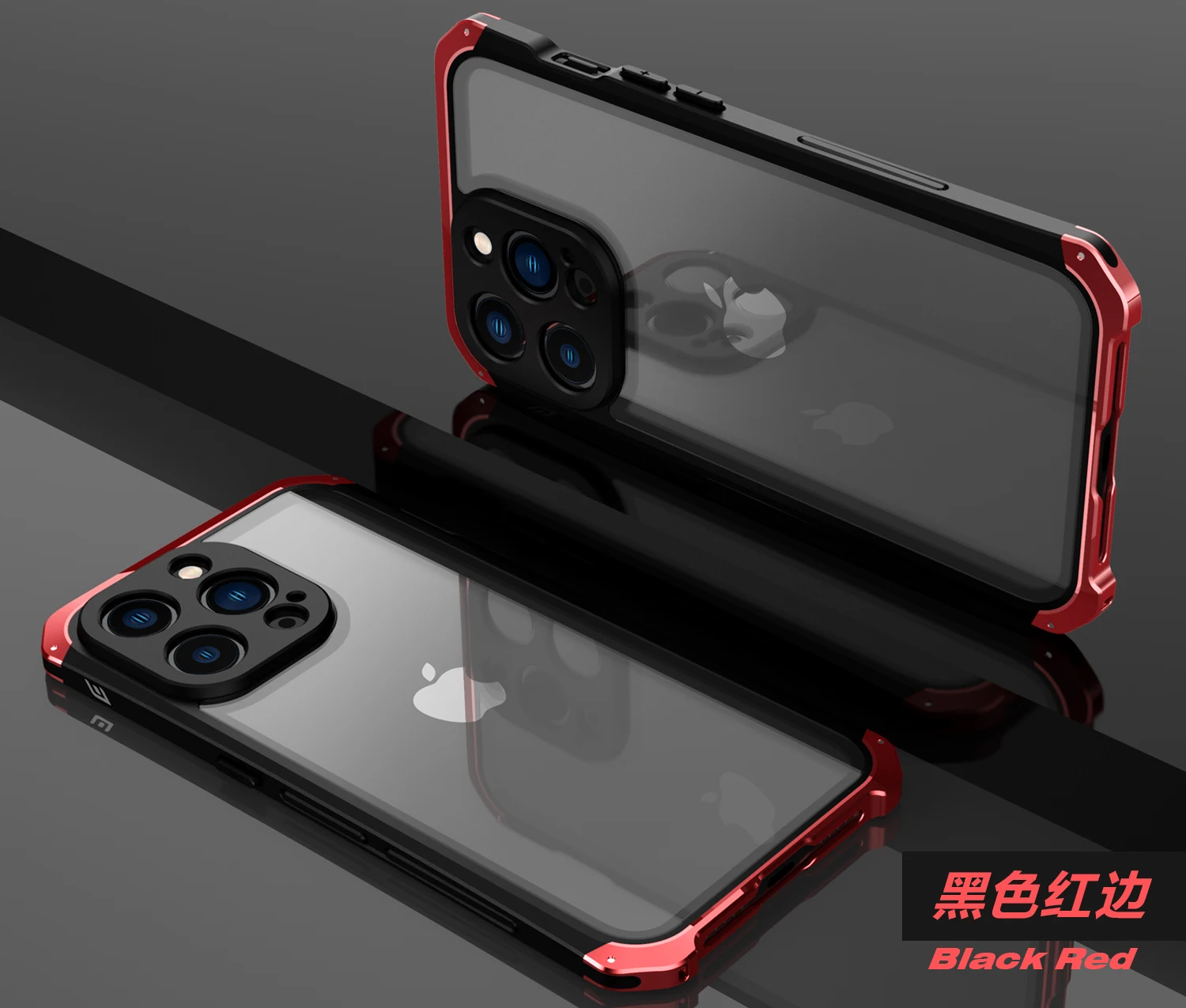 Luxury Shockproof Element Metal Glass Case For iPhone 13 12 11 Pro xs Max X XR 7 8 Plus Hard Aluminium Hybrid Plastic Back Cover