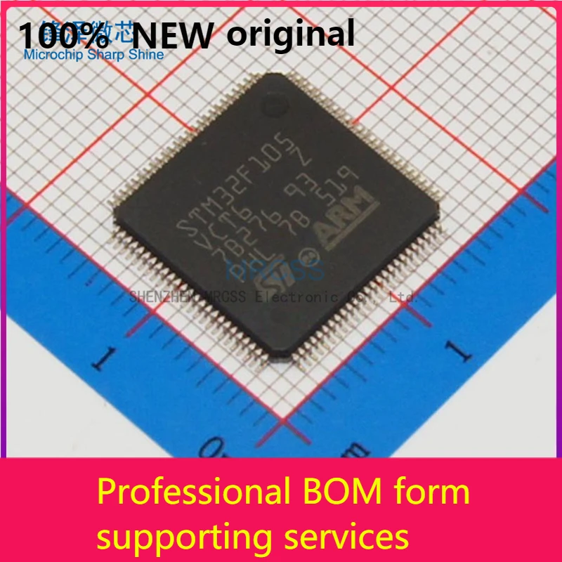 MCU 32-bit STM32F ARM Cortex M3 RISC 256KB Flash 2.5V/3.3V 100-Pin LQFP Tray - Trays STM32F105VCT6100% original