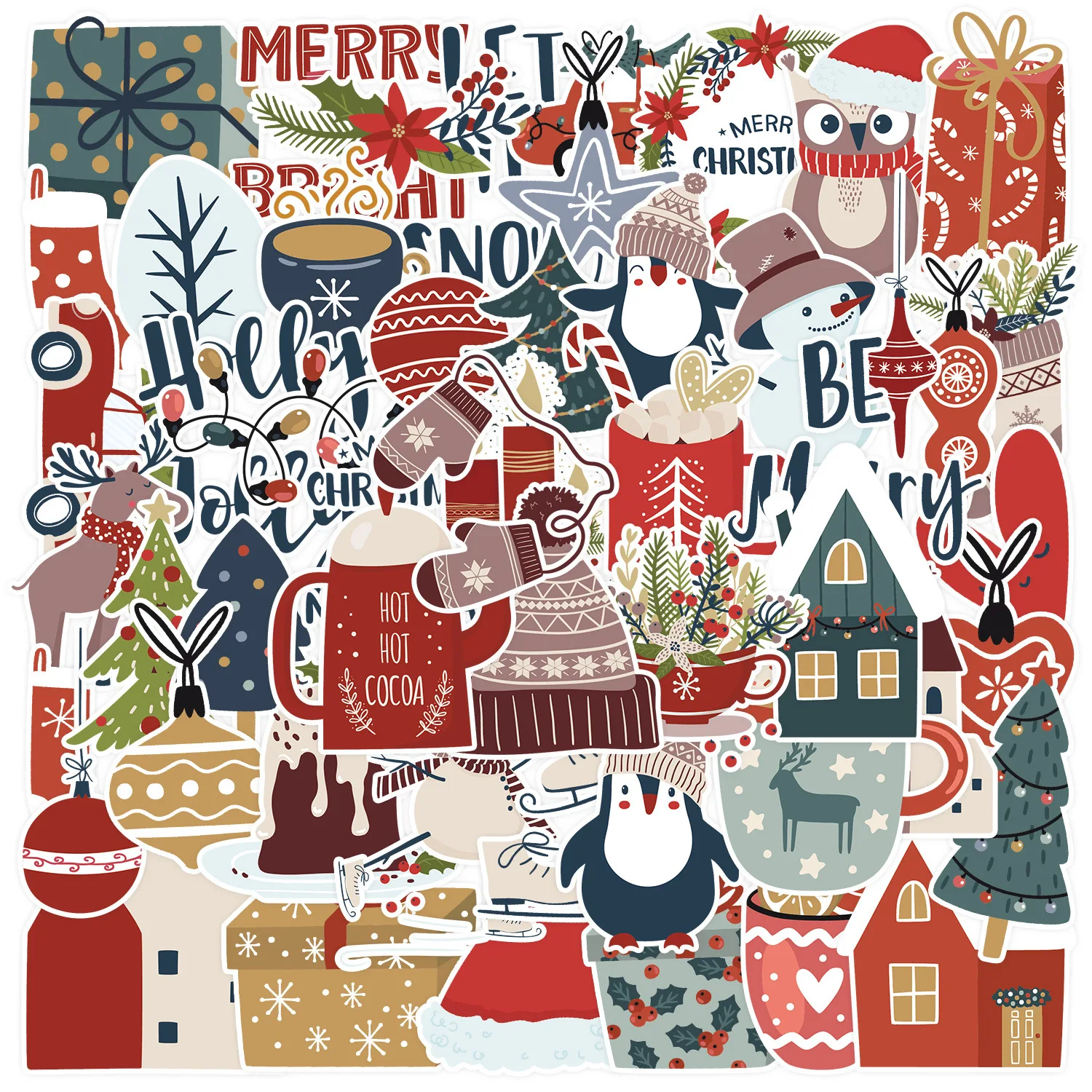 

10/30/50PCS Cute Christmas Graffiti Stickers Xmas Boho Cartoon Decals Laptop Phone Luggage Car Waterproof Decoration Kid Toy