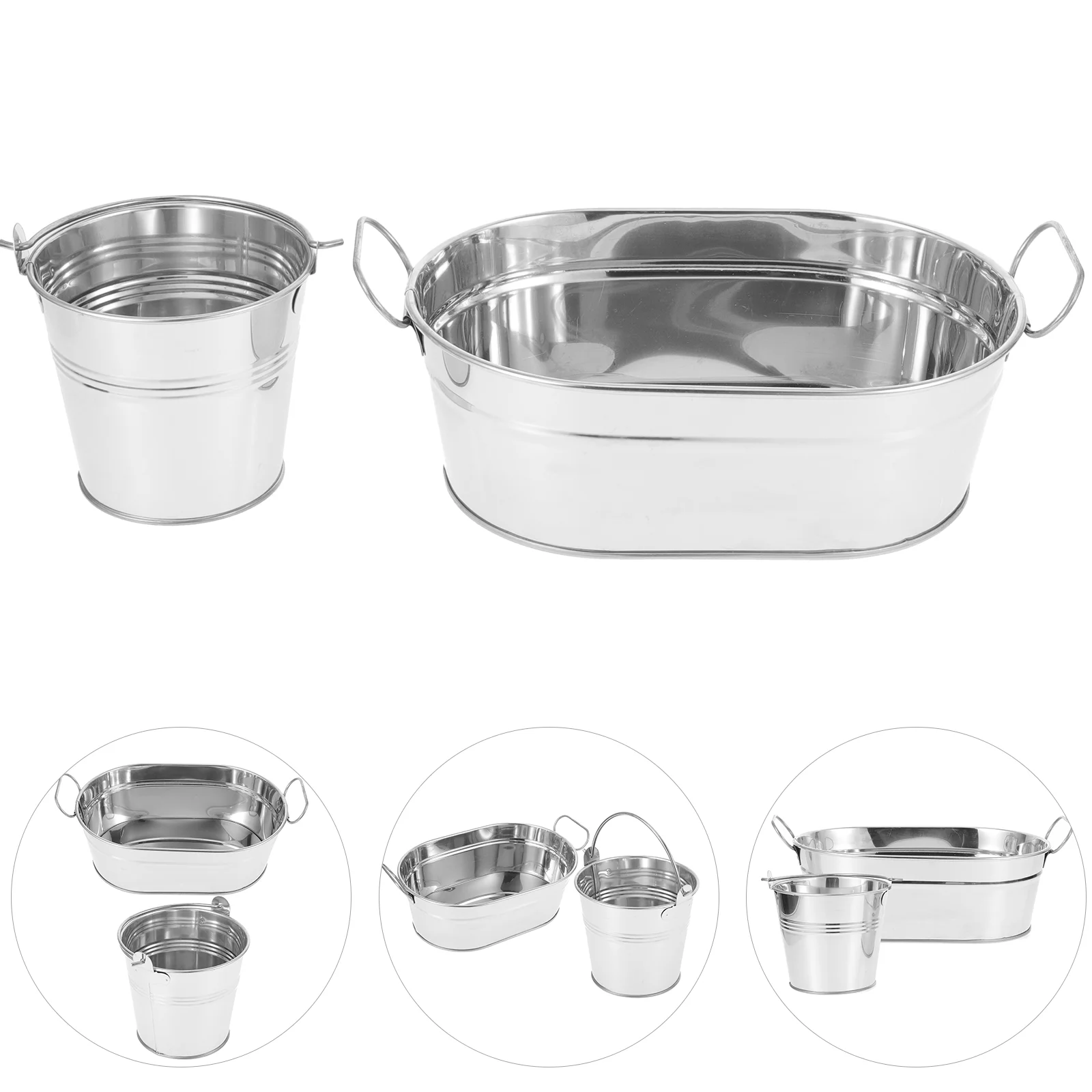 

Stainless Steel Ice Bucket Food Deep Fry Basket Kitchen Fried Holder Double Handle Snack Restaurant Household Cube