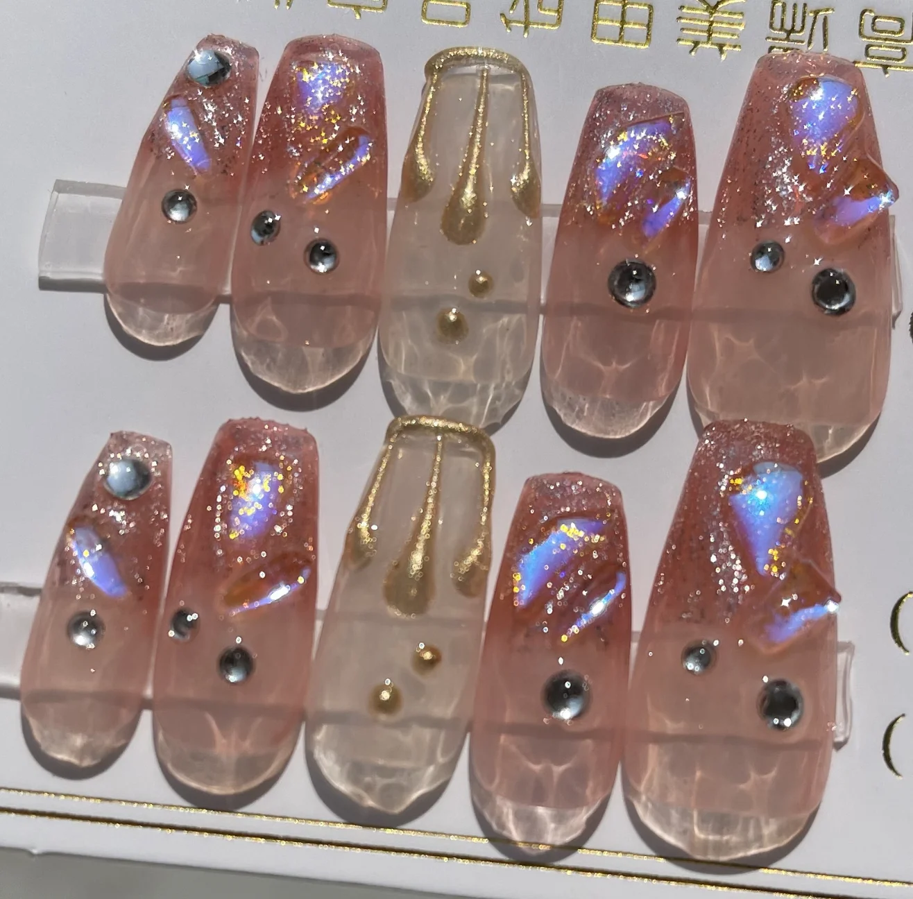 Накладные ногти ручной работы короткие накладные с дизайном и клеем подарки для