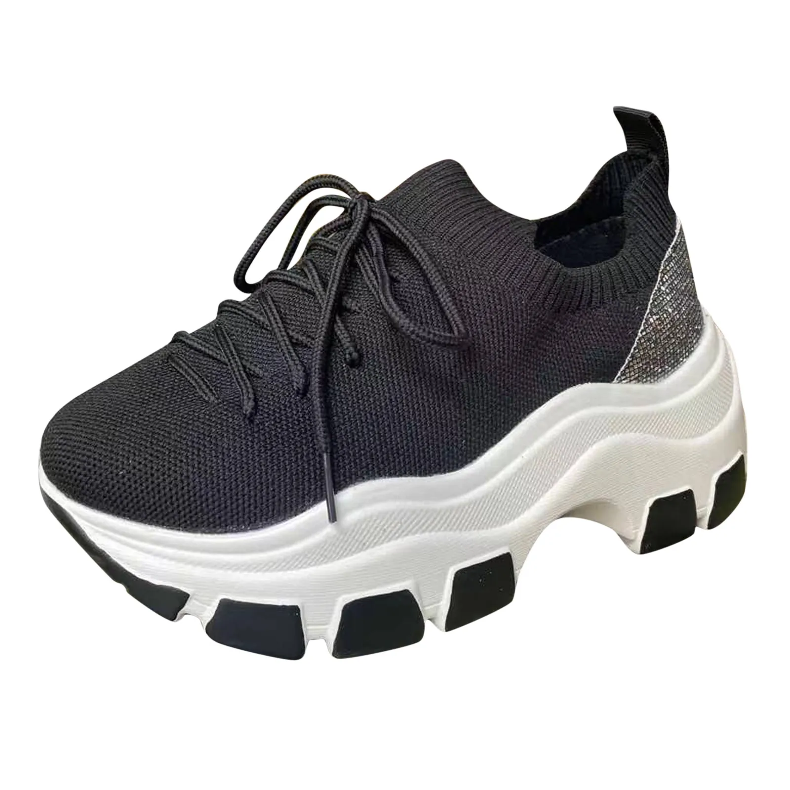 

Кроссовки женские на платформе, Повседневная модная Уличная обувь на танкетке, сетчатые блестящие, со шнуровкой, спортивная обувь, 2021