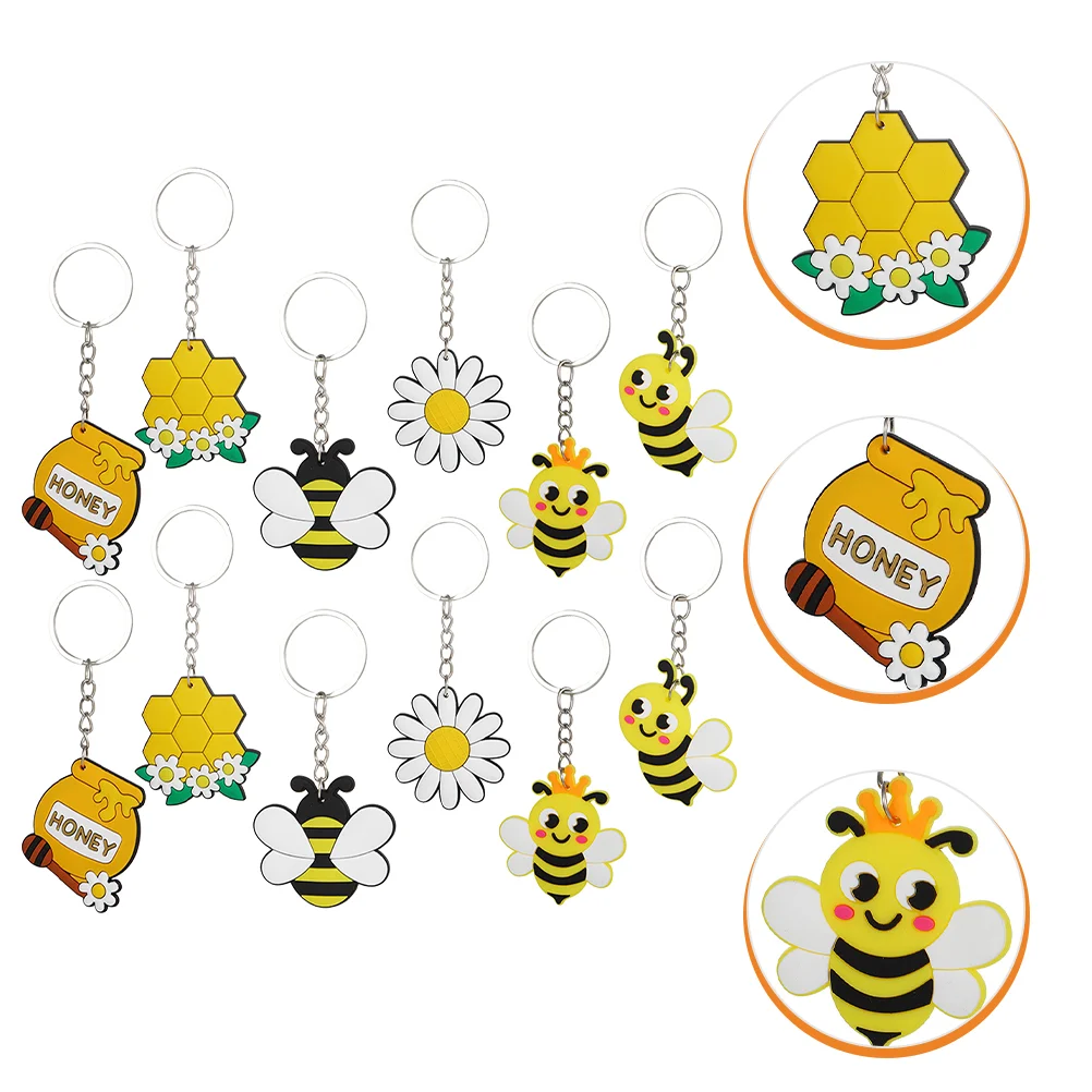 

Key Keychains Keychain Shower Baby Party Decorations Ring Favors Honey Chain Funny Animal Honeycomb Sunflower Bumblebee Flower