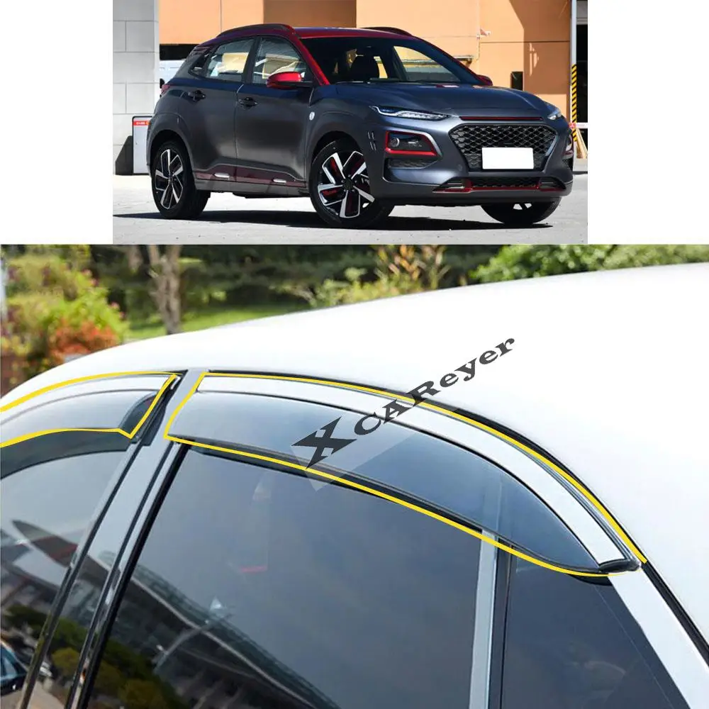 

For HYUNDAI Kona Encino Kauai 2018 2019 2020 2021 2022 Car Sticker Plastic Window Glass Wind Visor Rain/Sun Guard Vent Parts