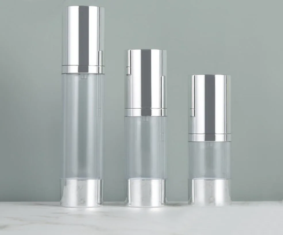 Многоразовые серебристые флаконы для косметики 30 мл