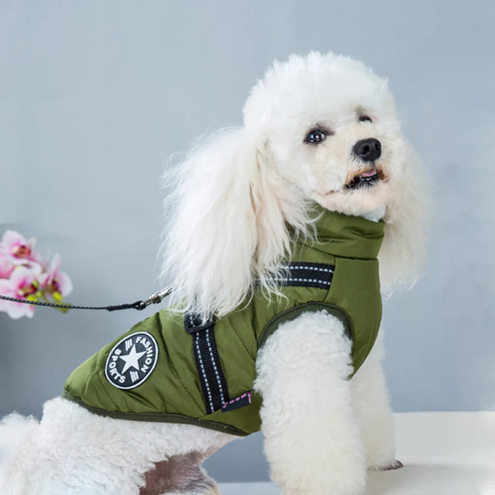 

Теплая мягкая куртка с двумя ногами для собак, мягкий жилет на молнии для щенков, одежда, удобный моющийся регулируемый ремень для домашних ...