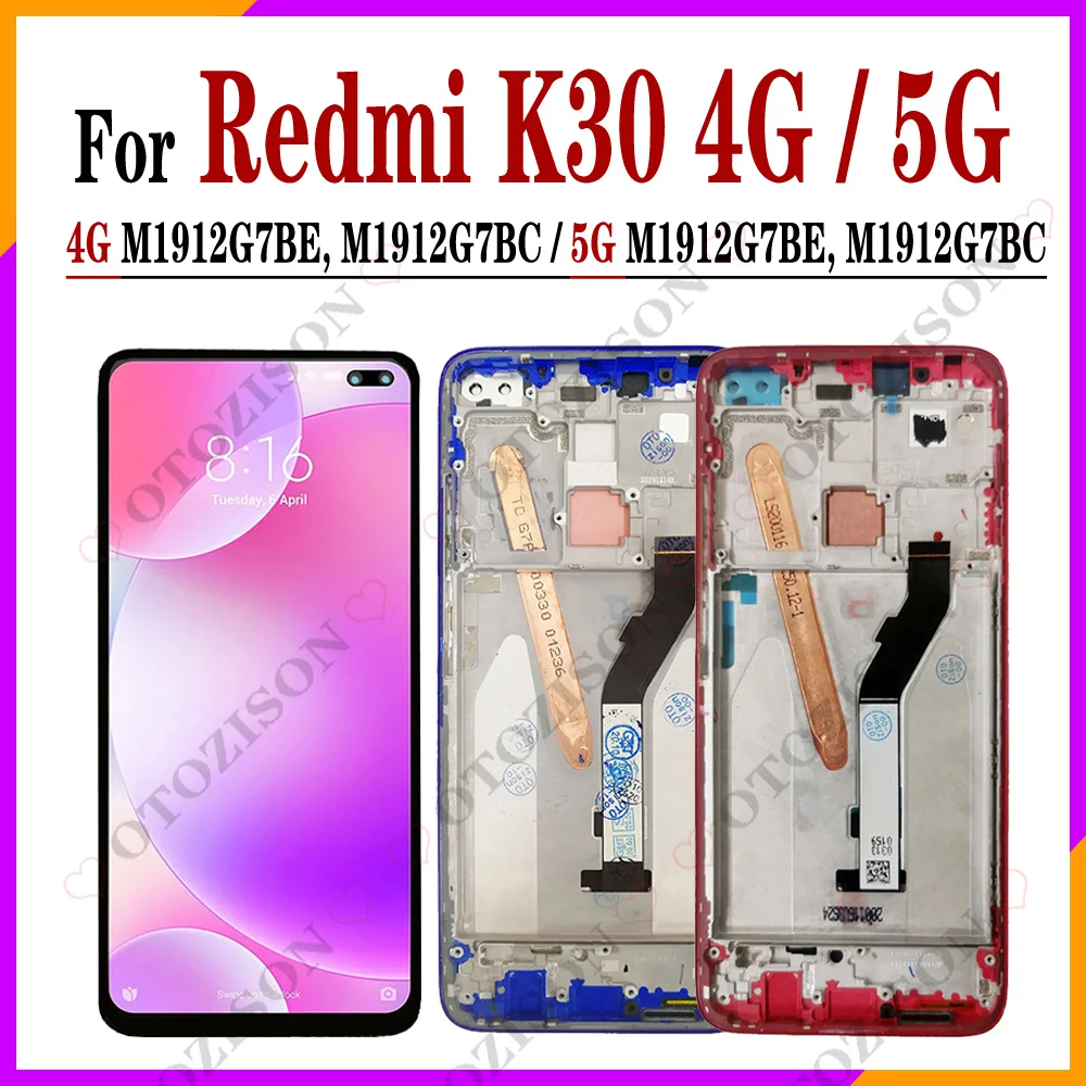 ЖК-дисплей с рамкой для Xiaomi Redmi K30 4G 5G M1912G7BE M1912G7BC ЖК-экран сенсорный дигитайзер