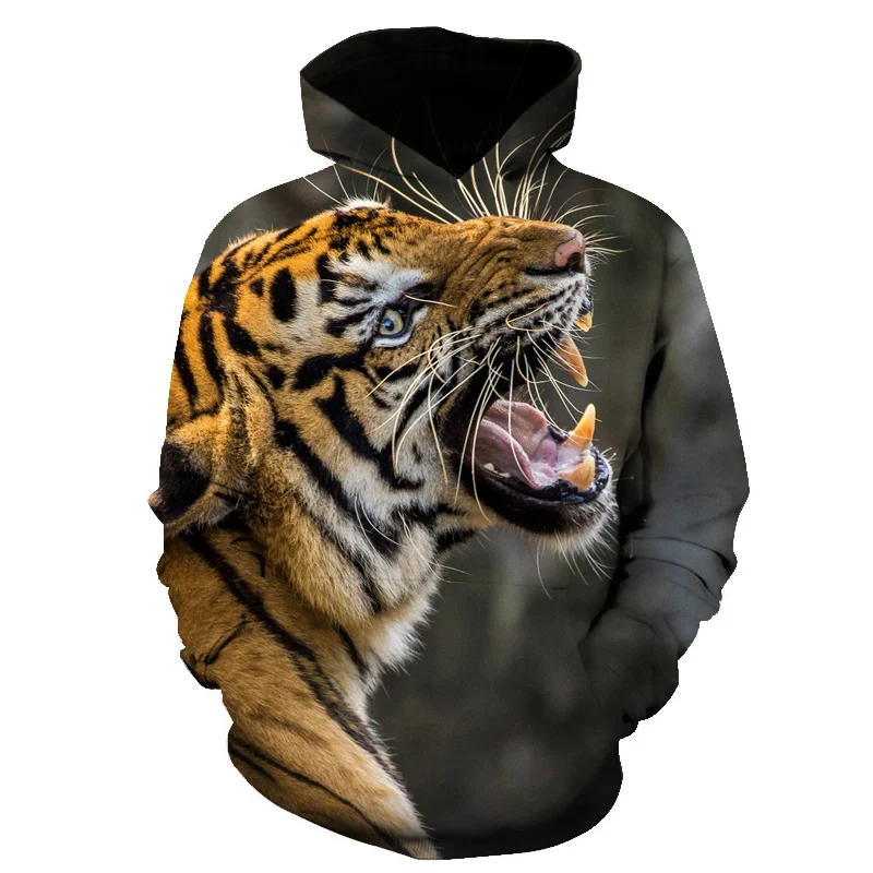 

2022 Year Of The Tiger New Boys 3D Ferocious Tiger Hoodies Cool Fashionable Children Autumn 3D Printed Hoodies Girls Sweatshirts