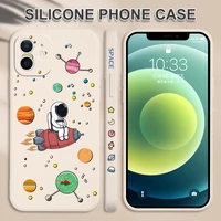 cartoon planet astronaut painted phone case for iphone 13 12 11 pro max silicone cover for iphone xs max xr x 7 8 6s 6 plus se