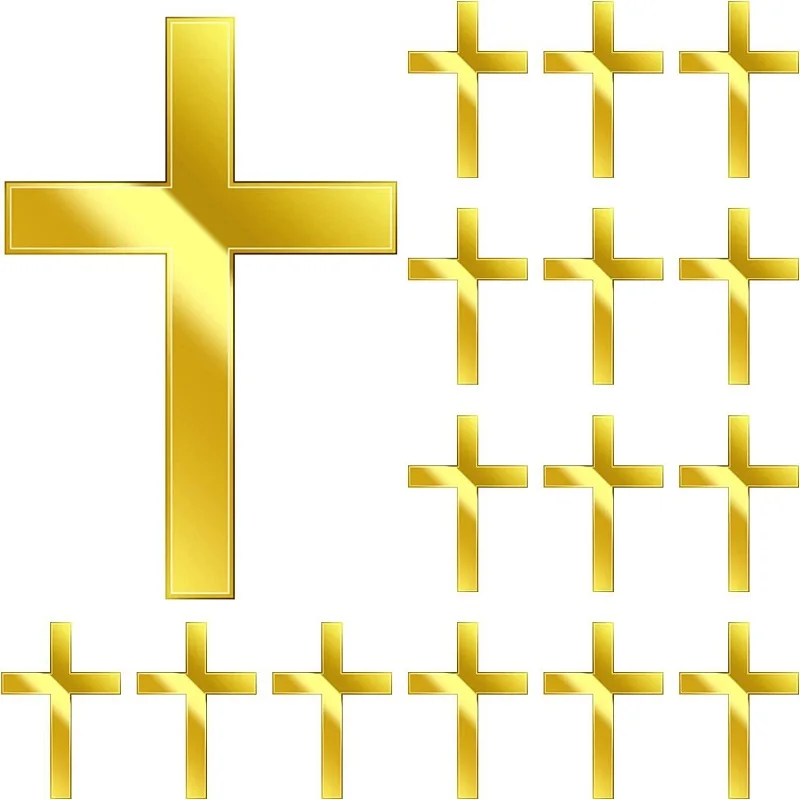 

5pcs Acrylic Christian Cross Cake Topper Happy Birthday God Bless Cake Topper Cupcake Dessert Baking Decoration Party Supplies
